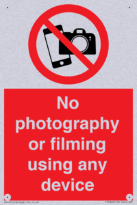 No photography or filming using any device
